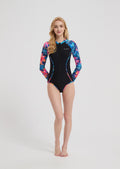 Women's Long Sleeve Swimsuit - Blue & Red