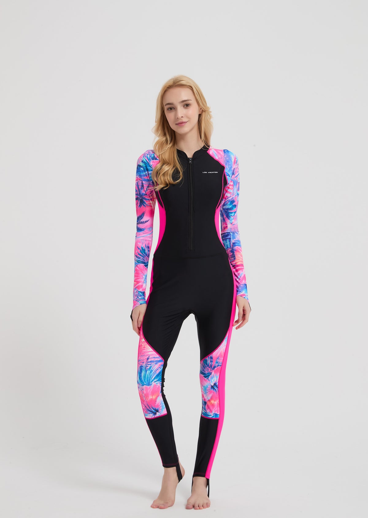 Women’s Long Sleeve Full-Length One-Piece Swimsuit - Pink